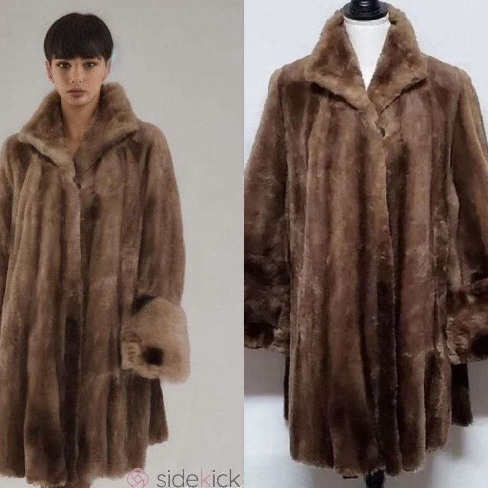 50s Rare Vintage Real Phantom Sheared Beaver Fur Autumn Haze Full Length Coat